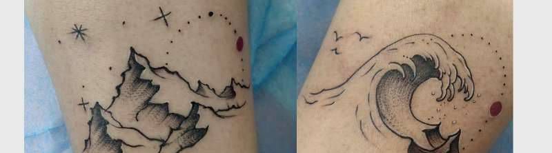 情侣山浪纹身图片_几何纹身图案