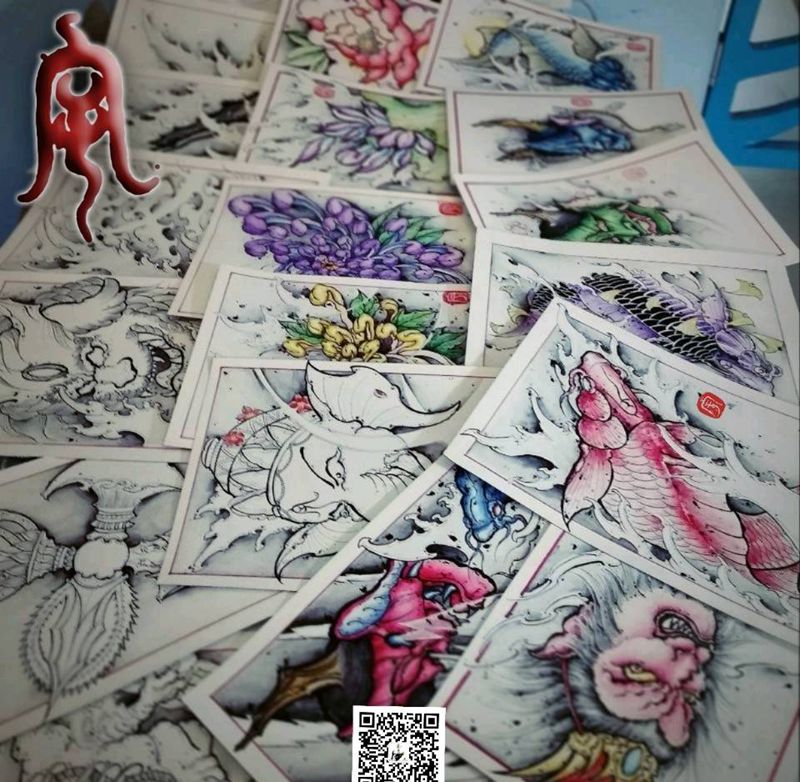 画稿纹身图片_宇刺青手稿纹身图案