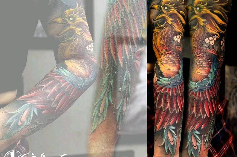 凤凰纹身图片_新传统纹身图案