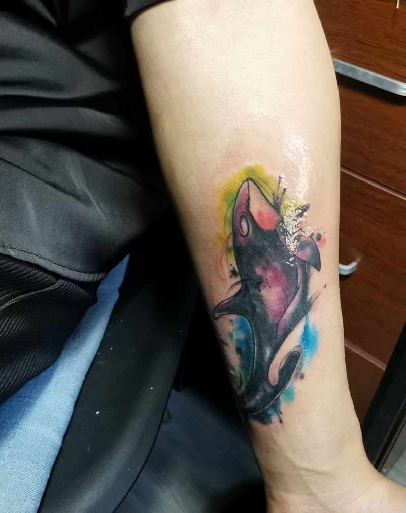 遮盖纹身图片_手臂水墨水彩纹身图案