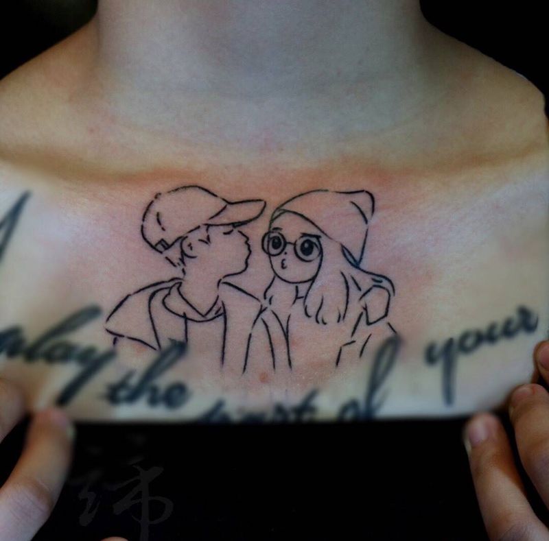 小清新照片纹身图片_成品臀部手臂背部腰部腹部贴纸几何人物情侣纹身图案