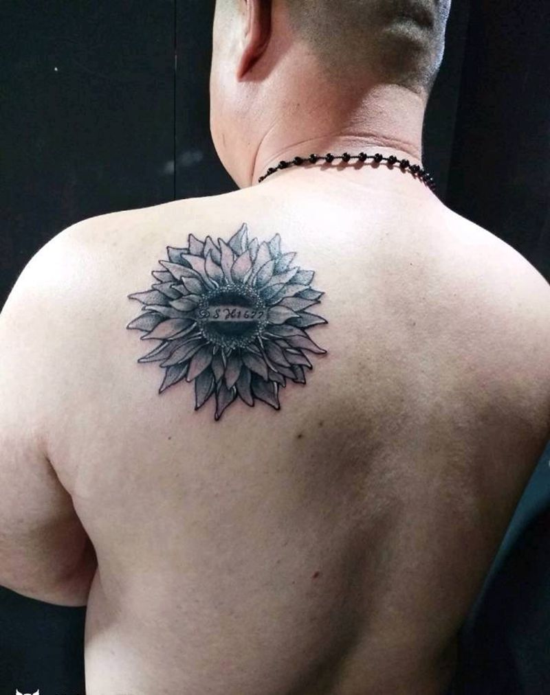 向阳花纹身图片_肩部植物原创宇刺青修改设计成品纹身图案