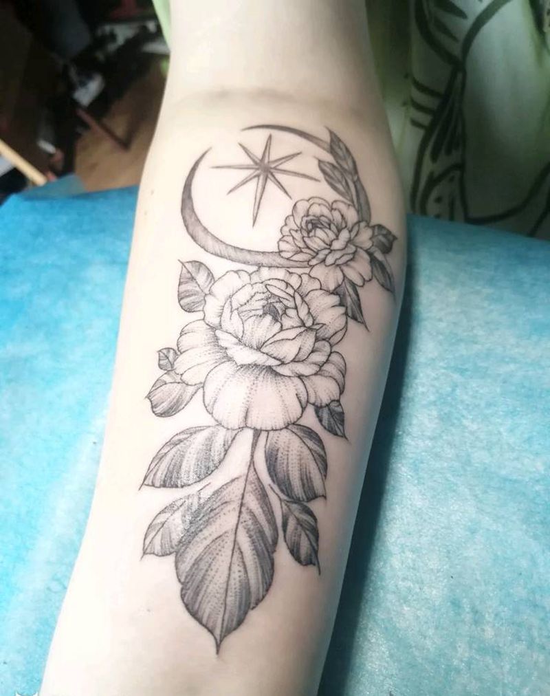 素花纹身图片_手臂点刺纹身图案