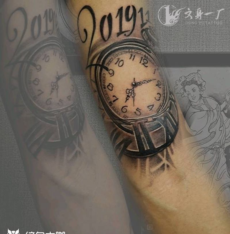 时间纪念纹身图片_手臂纹身图案