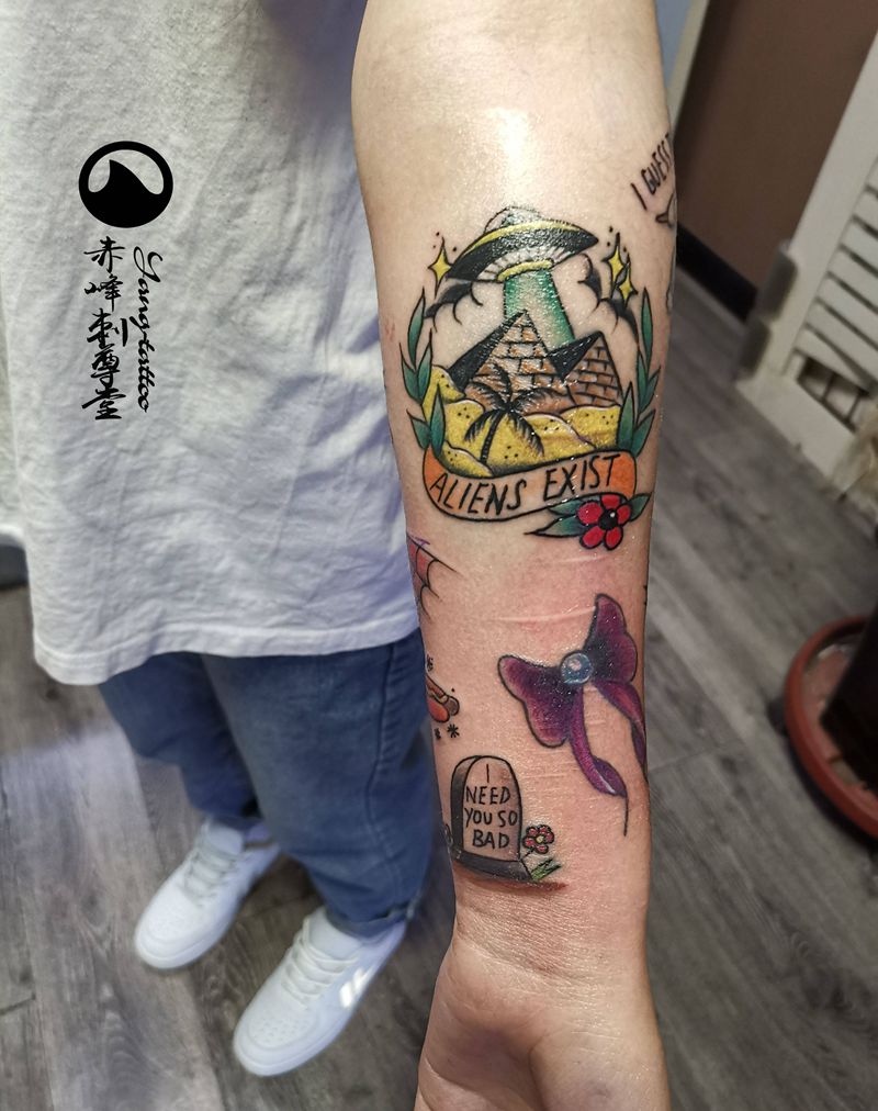 赤峰刺尊堂  school纹身图片_手臂New School纹身图案