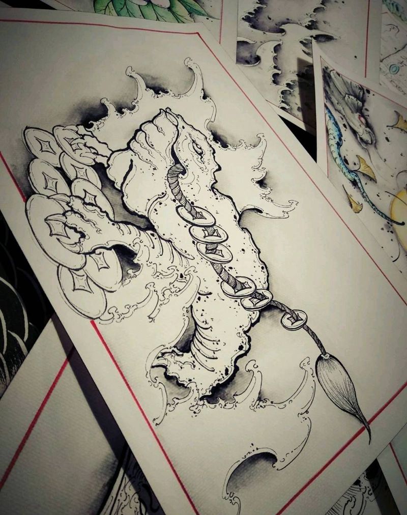 金蟾纹身图片_原创宇刺青手稿纹身图案