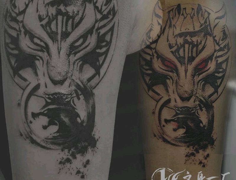 狼图腾纹身图片_图腾纹身图案