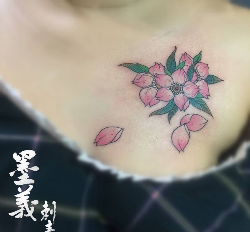 樱花纹身图片_写实手部腿部肩部手稿贴纸传统字符情侣纹身图案