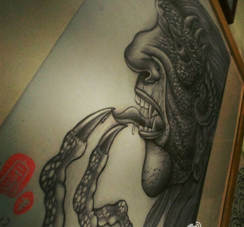 宇之魔纹身图片_成品手稿纹身图案