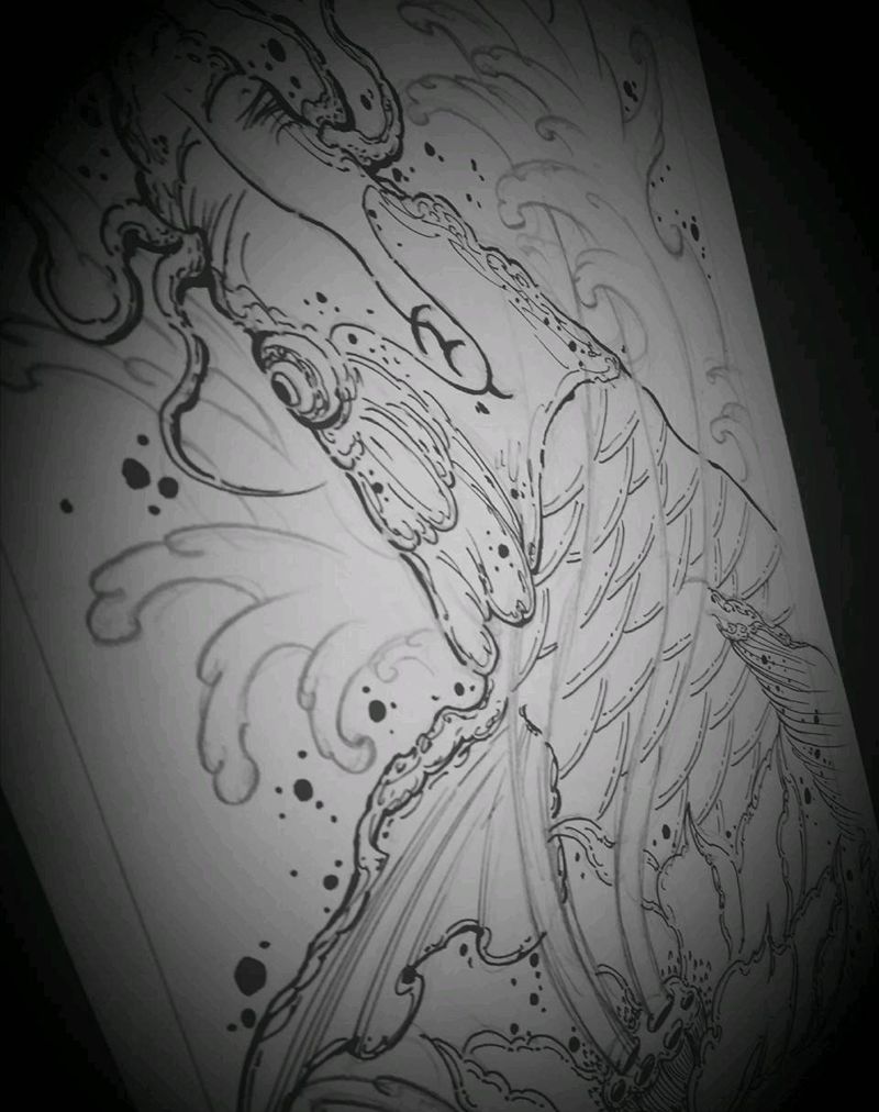 锦鲤纹身图片_原创宇刺青纹身图案