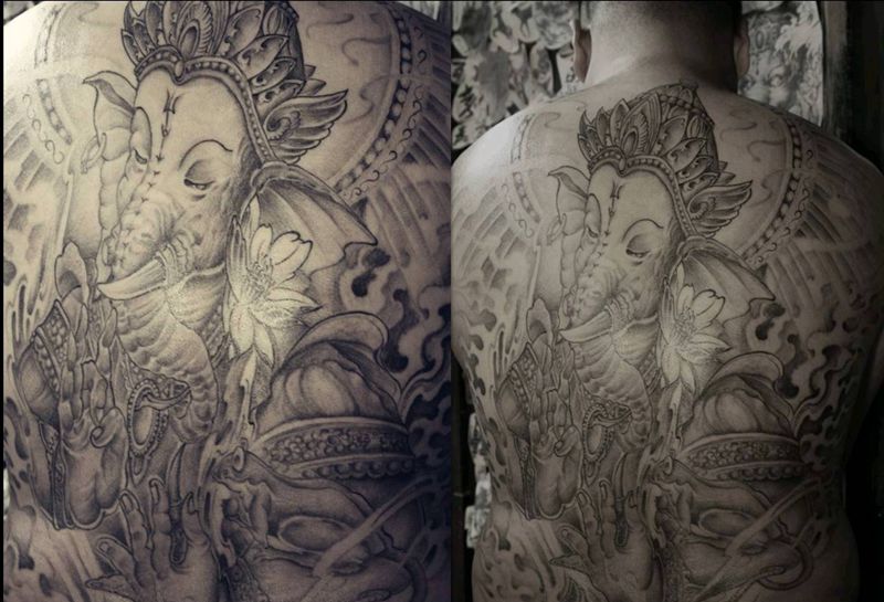 象神【未完成】纹身图片_宇刺青修改设计未完成手绘纹身图案