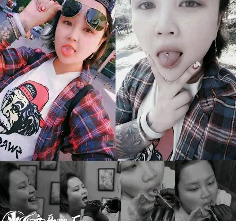 舌钉纹身图片