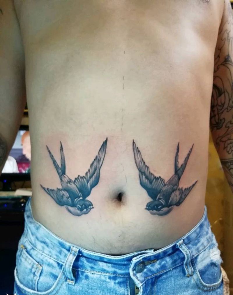 燕子纹身图片_新传统纹身图案