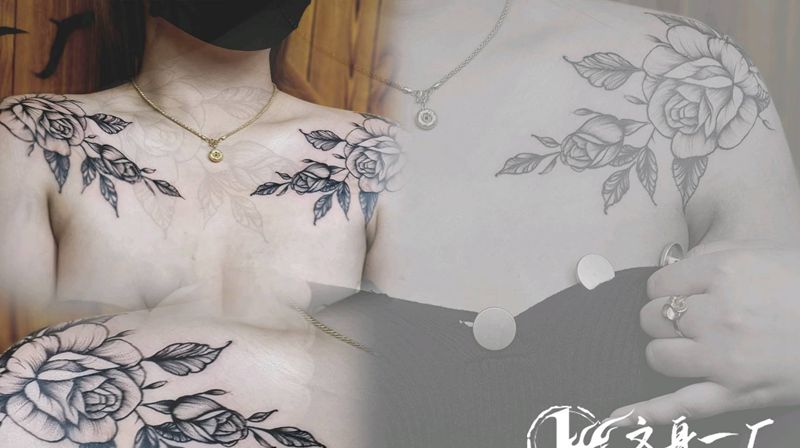 肩花纹身图片_肩部纹身图案