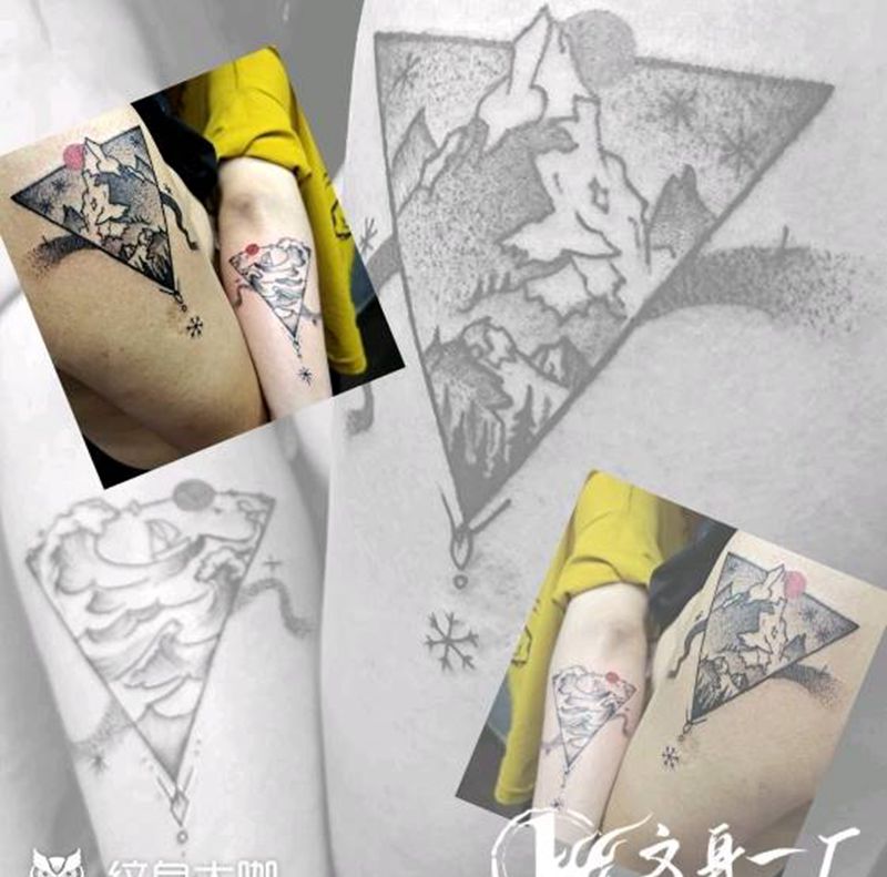 情侣纹身图片_点刺纹身图案