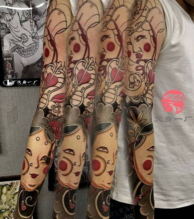 花臂未完待续纹身图片_老传统纹身图案
