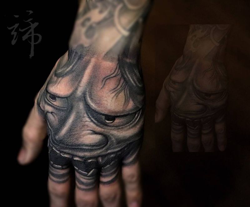 般若纹身图片_成品手部颈部肩部背部胸部传统人物鬼神纹身图案