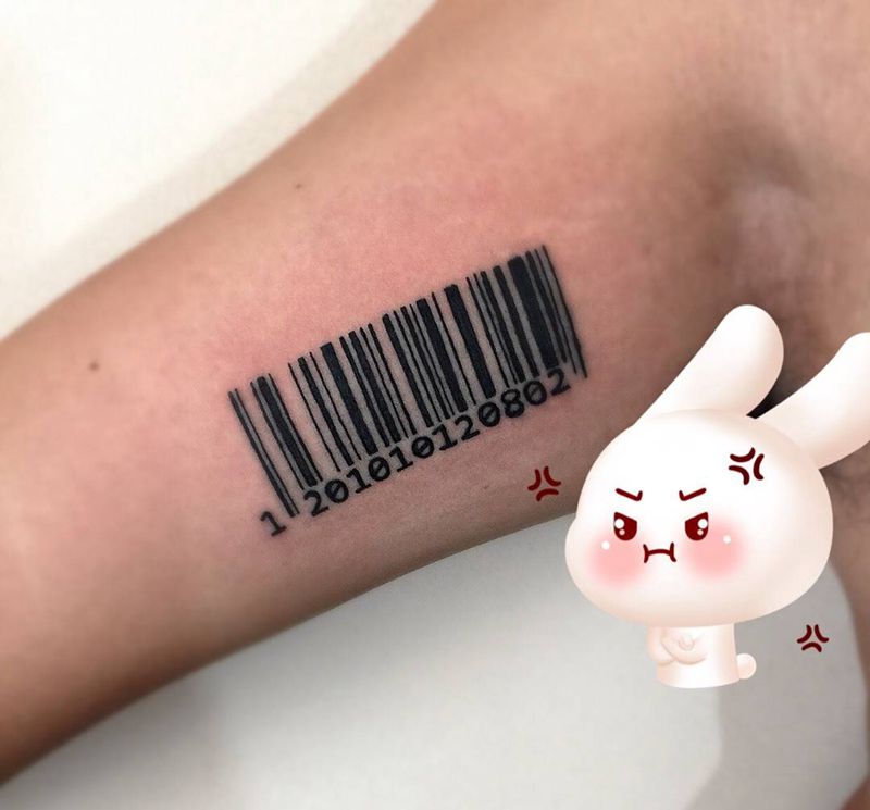 条形码纹身图片_成品腿部传统鬼神脚部贴纸植物胸部纹身图案