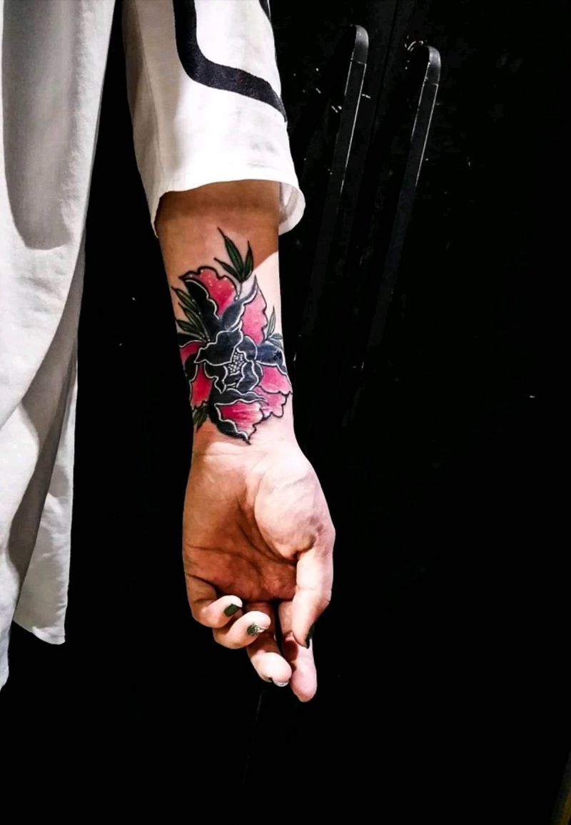 遮盖前后对比纹身图片_肩部清新植物原创宇刺青遮盖成品手稿纹身图案