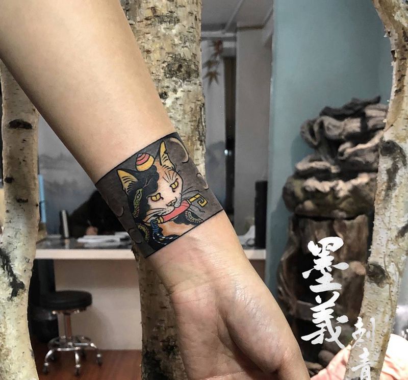 臂环纹身图片_手部老传统新传统纹身图案