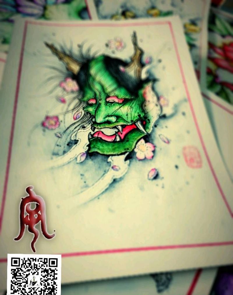 般若纹身图片_原创宇刺青手稿纹身图案