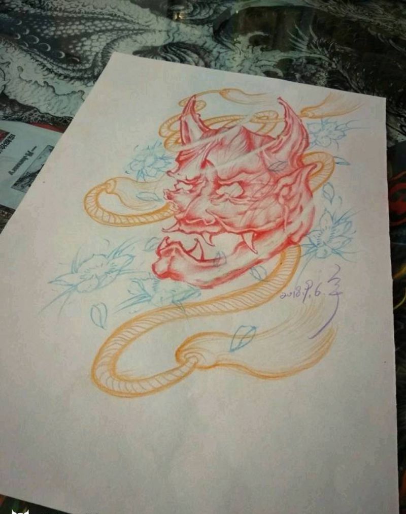 画稿纹身图片_宇刺青原创手稿纹身图案