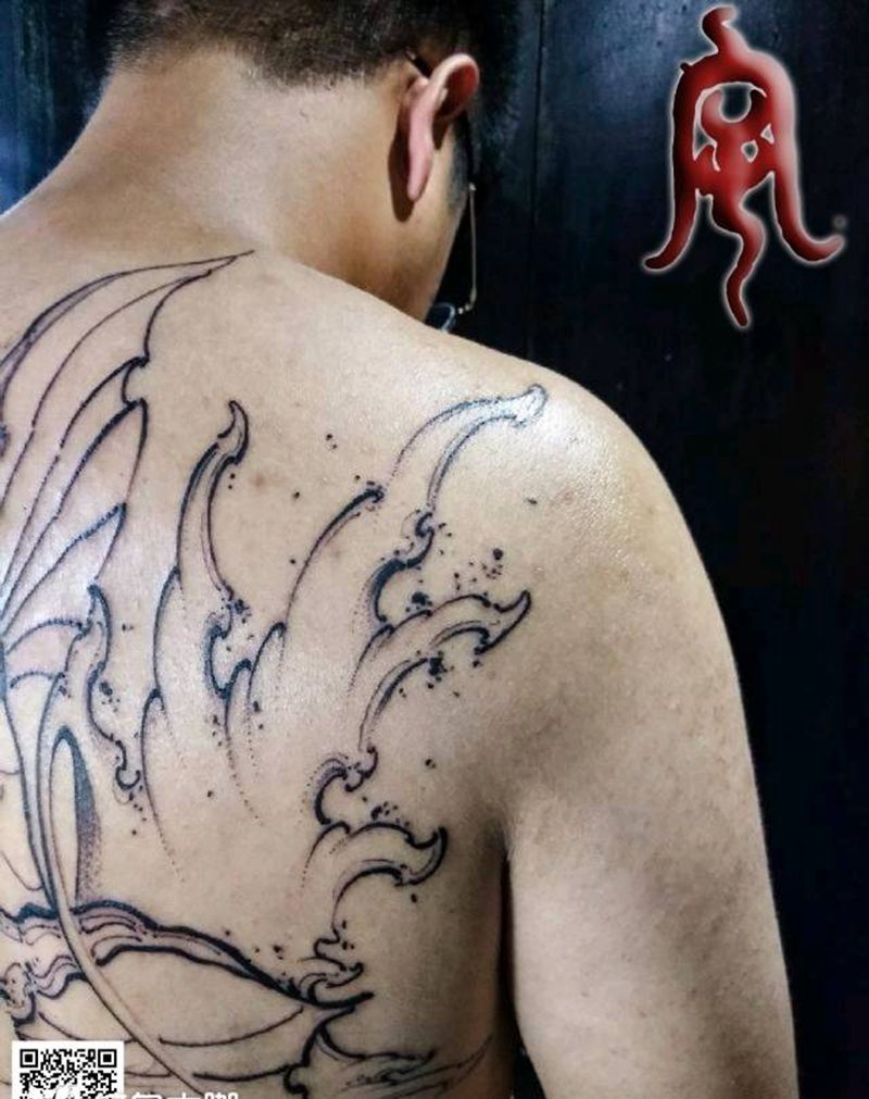 浪花纹身图片_原创宇刺青未完成纹身图案