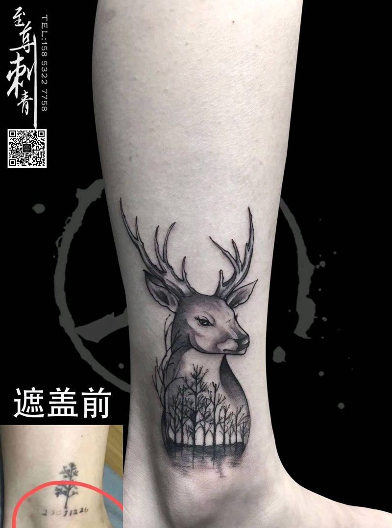 遮盖纹身图片_脚部点刺纹身图案