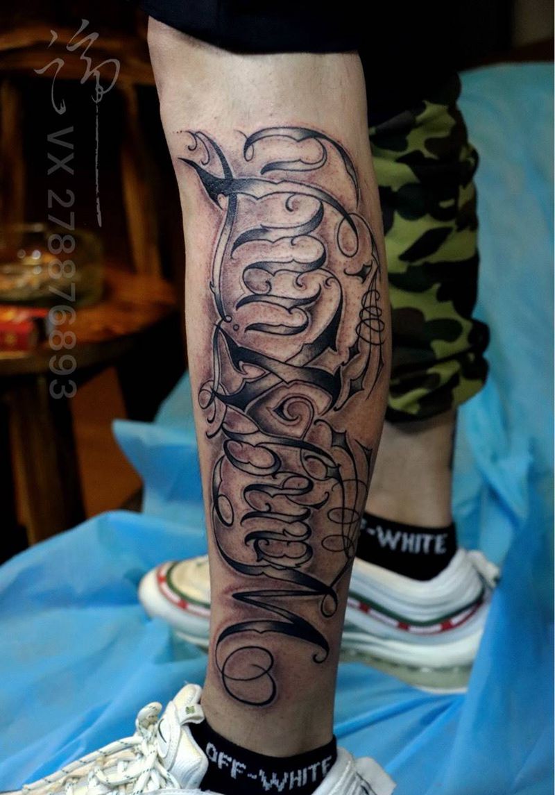 花体字纹身图片_成品手部手臂腿部胸部肩部颈部腹部字符几何纹身图案