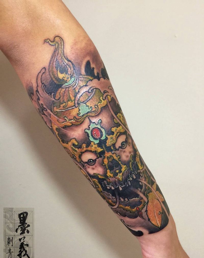 嘎巴拉纹身图片_手稿成品手臂肖像传统欧美清新原创宗教动物纹身图案
