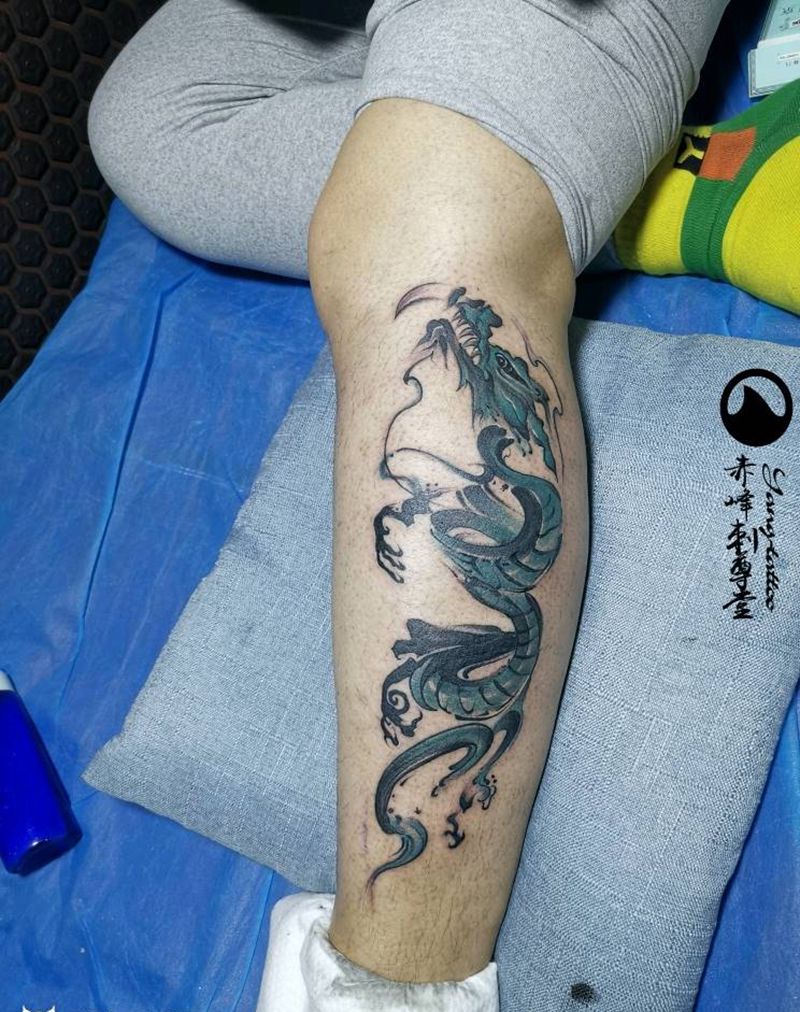 赤峰刺尊堂-龙纹身图片_水墨水彩纹身图案