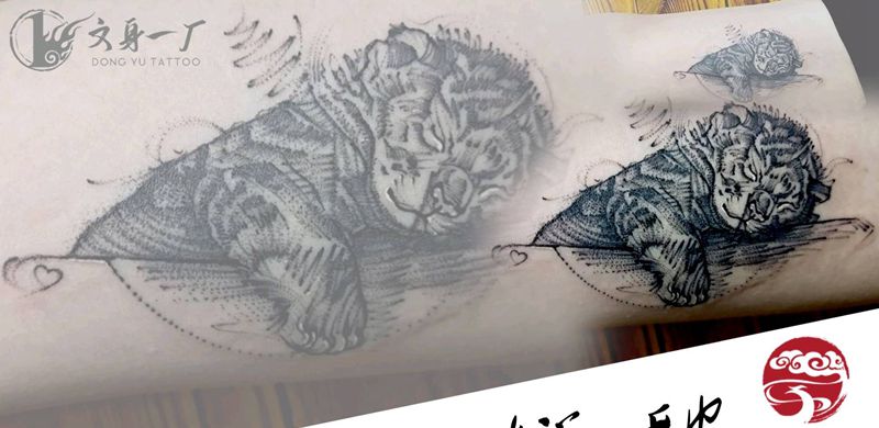 小老虎纹身图片_点刺纹身图案