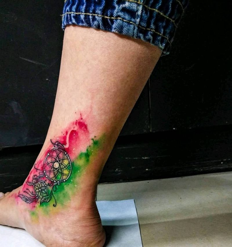 设计背景、修改原图纹身图片_脚部清新原创宇刺青图案添加旧图修改水彩成品纹身图案