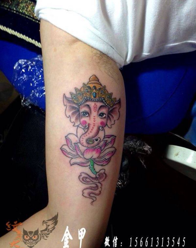 可爱小象神纹身图片