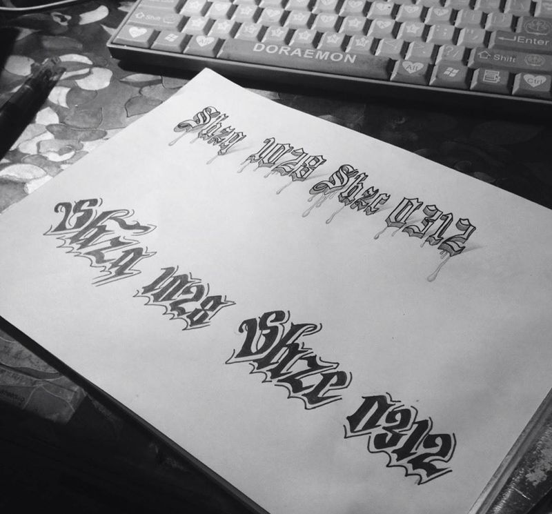 设计英文花体纹身图片_手稿字符欧美纹身图案