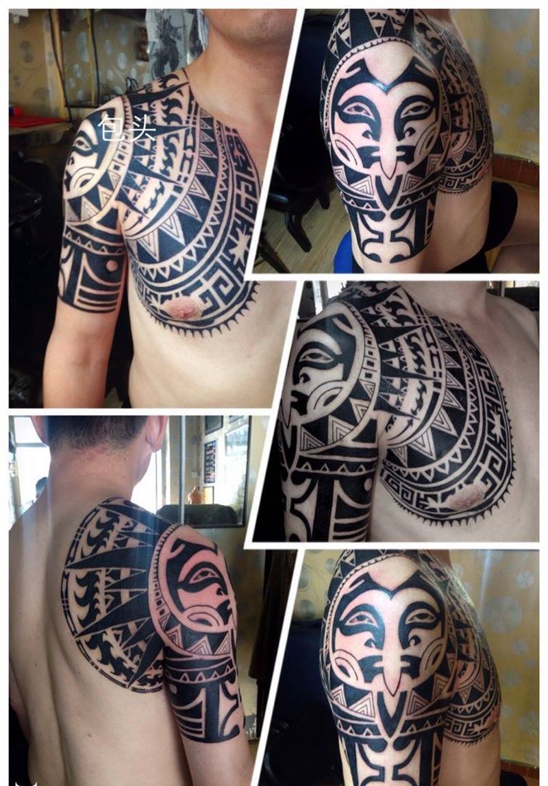 玛雅图腾纹身图片_成品欧美几何图腾纹身图案