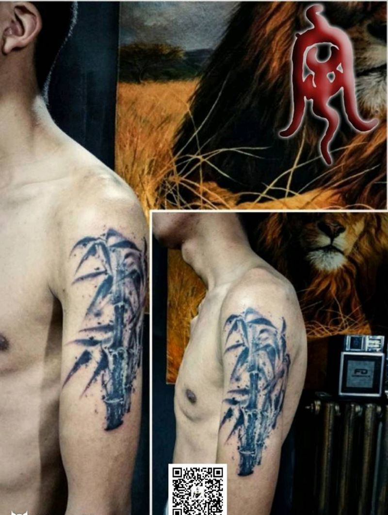 竹纹身图片_水墨纹身图案