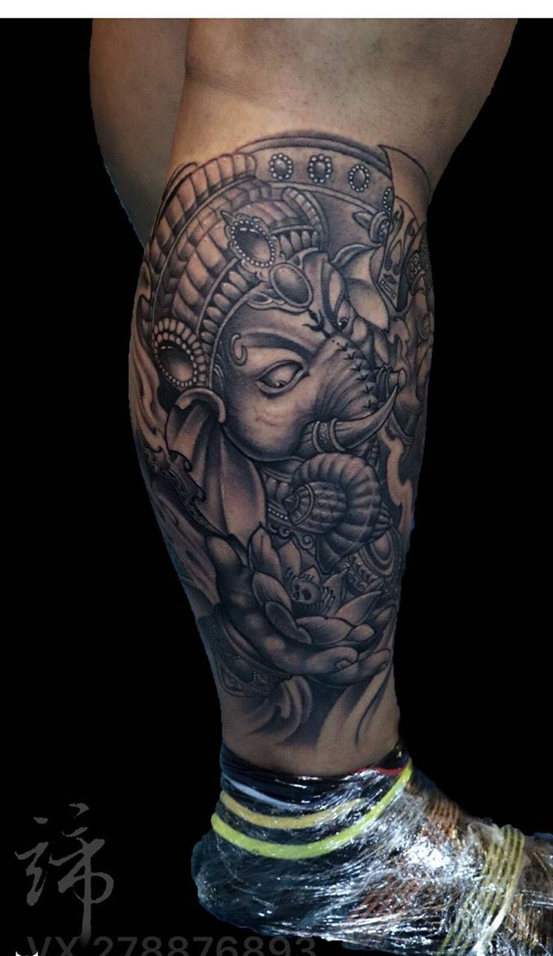 象神纹身图片_成品肩部手臂臀部腿部背部传统动物人物鬼神纹身图案