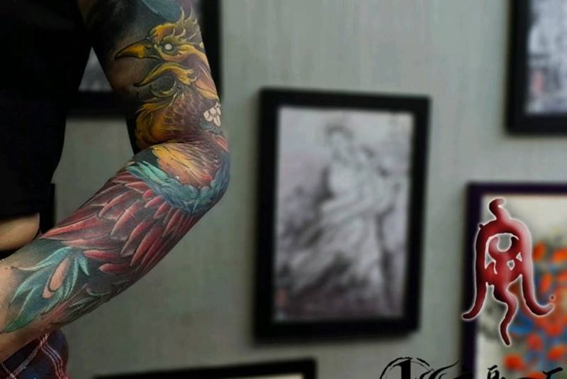 凤凰纹身图片_新传统纹身图案