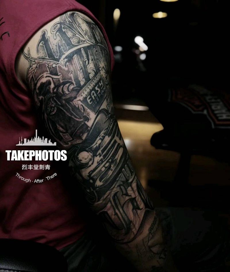 奇卡诺花臂纹身图片_手臂奇卡诺花臂纹身图案