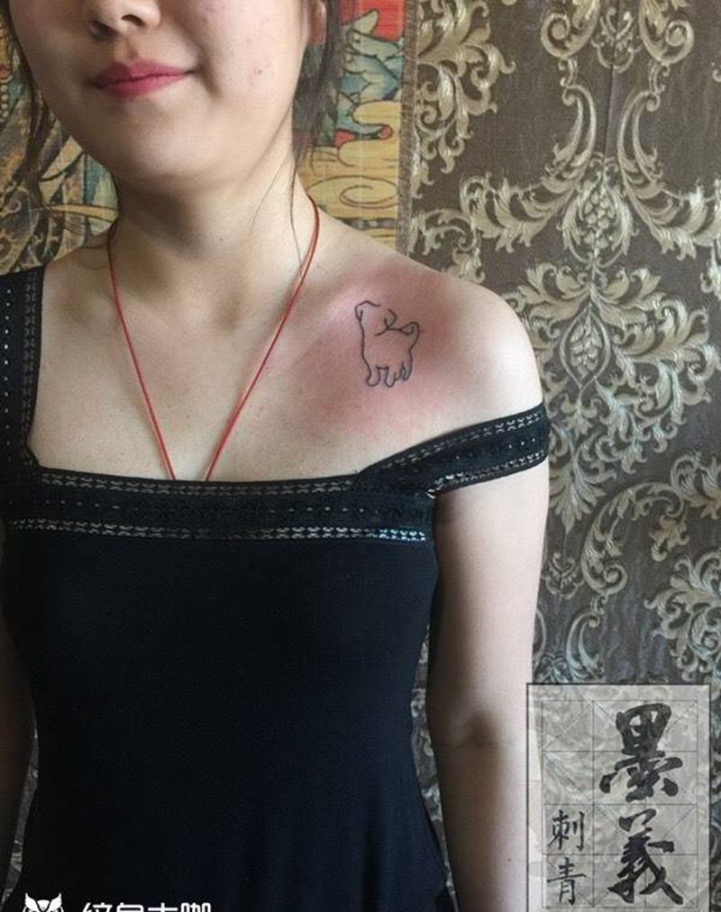 纪念纹身图片_成品手稿动物清新传统胸部肩部纹身图案