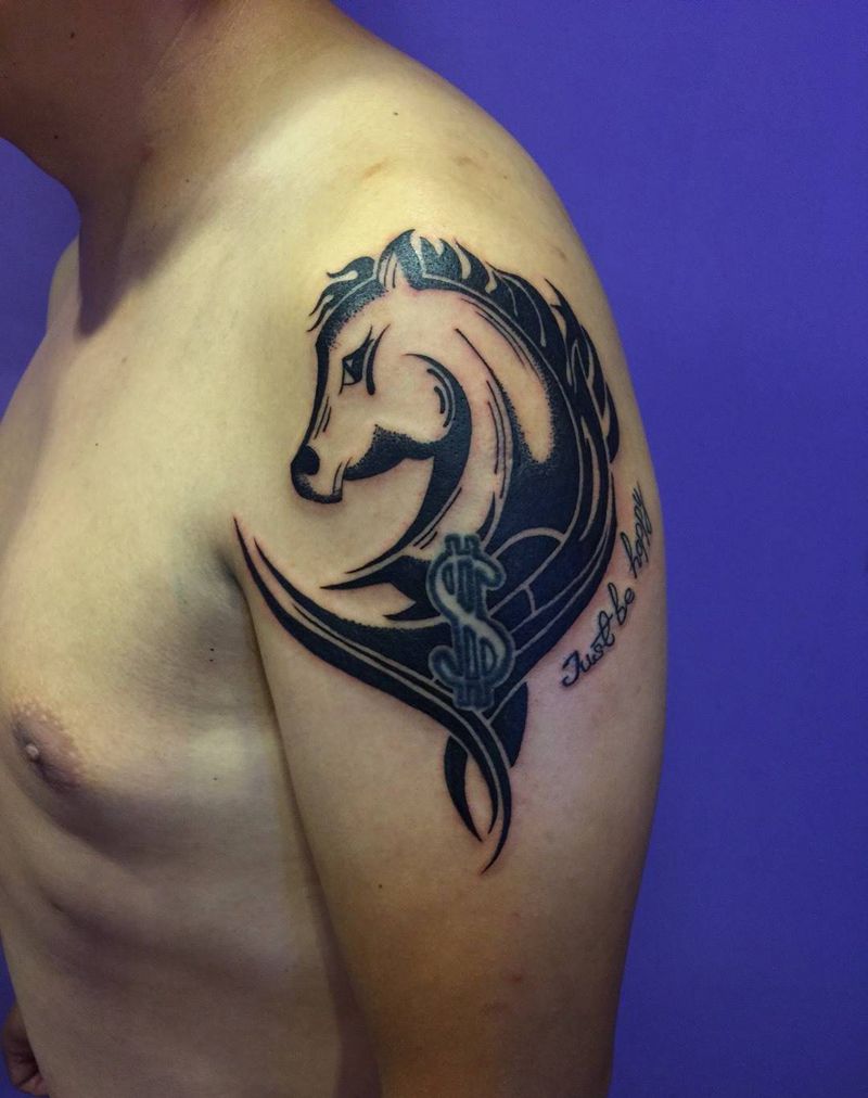 马上来财纹身图片_成品手臂动物图腾纹身图案