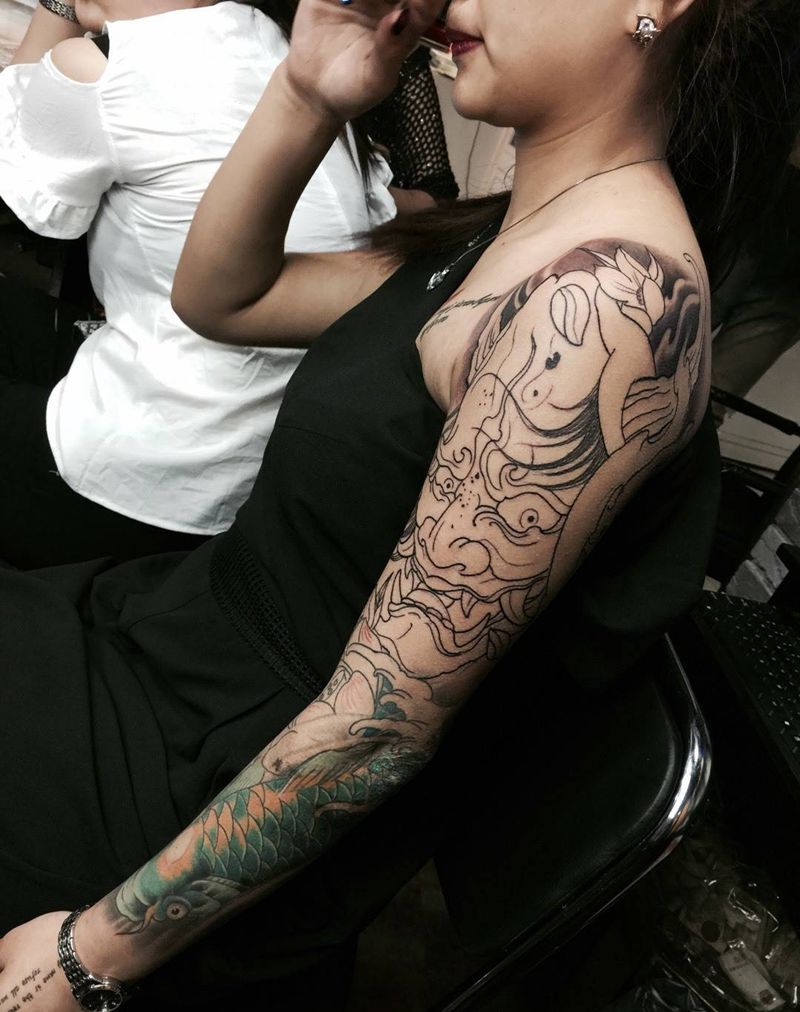 美女画臂纹身图片