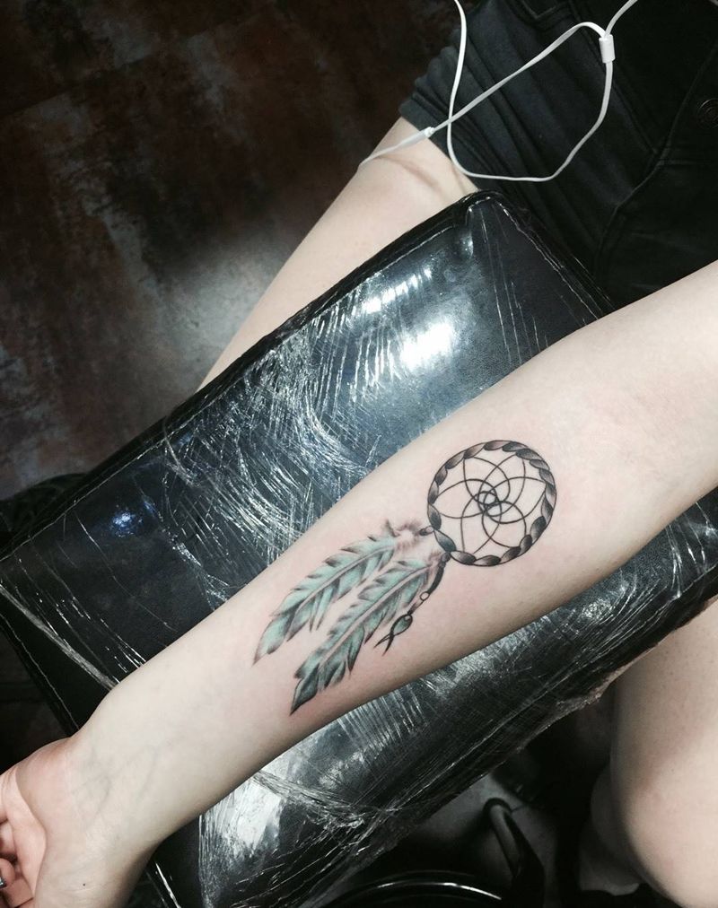 捕梦网纹身图片_成品手臂欧美纹身图案