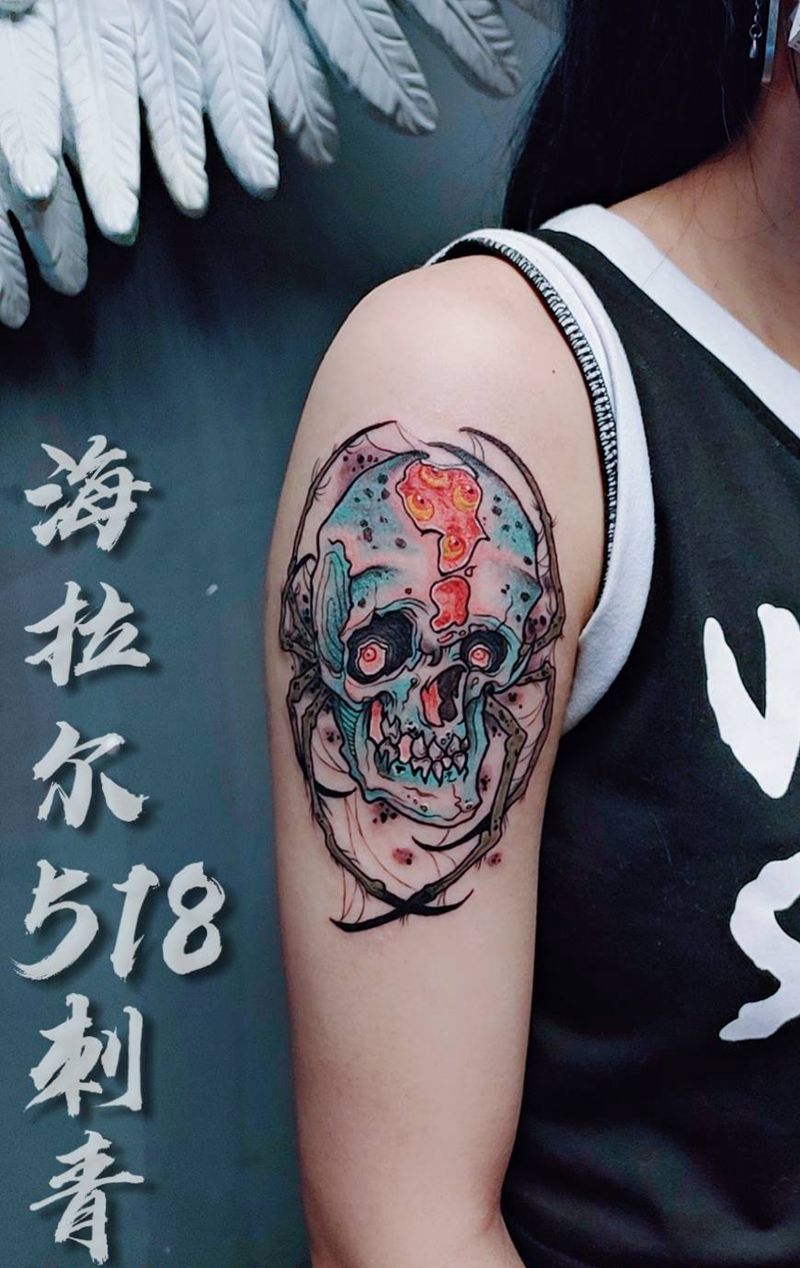 newschool骷髅纹身图片_手臂New School纹身图案