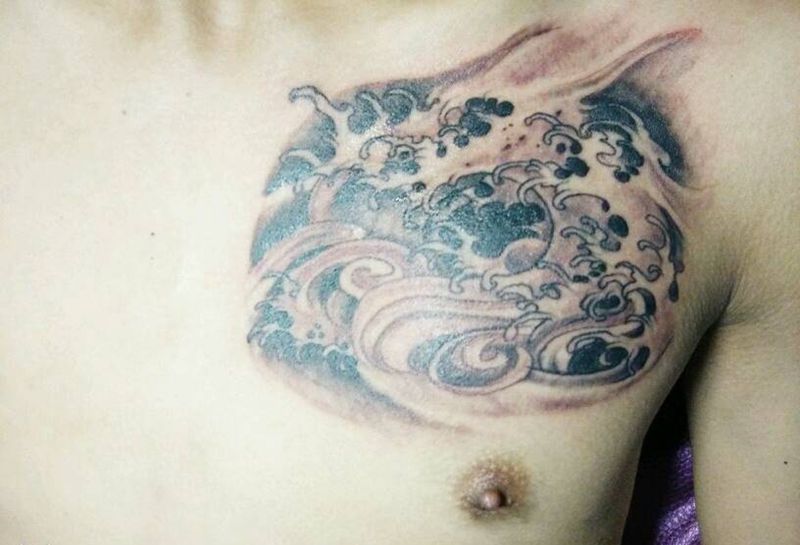浪纹身图片