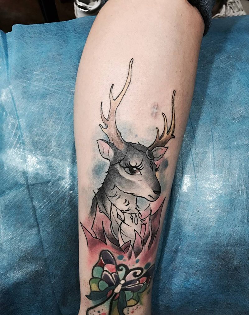 小鹿一枚...纹身图片