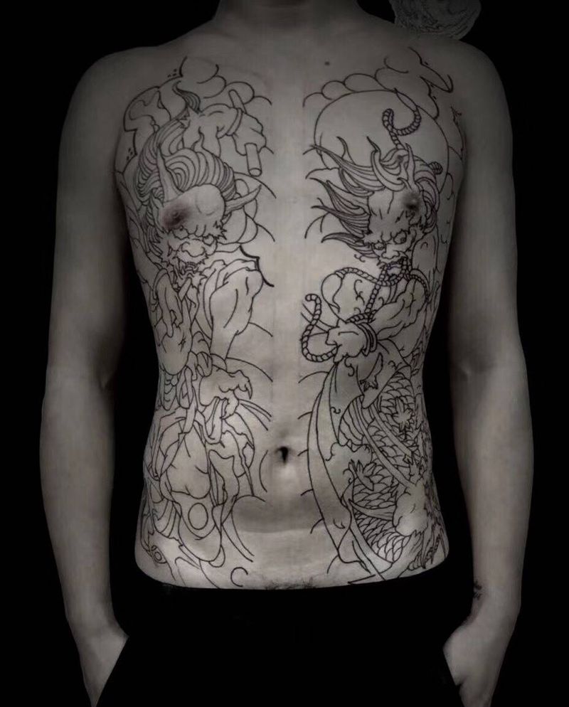 基础线，店长作品纹身图片_胸部手臂老传统纹身图案