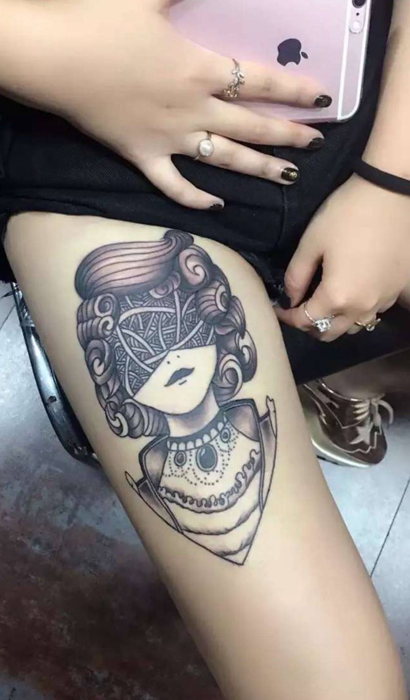 蒙面女郎纹身图片