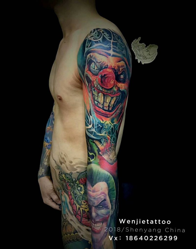 欧美彩色写实花臂纹身图片_手臂欧美写实纹身图案